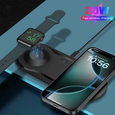2in1 Wireless Charger Mat Dual Charging Pad For Apple Watch 10 9 iPhone 16 15 14