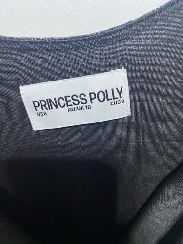 Vestido Princesa Polly Para Mujer 6 Negro Plateado Brillo Maxi Vestido Sin Mangas Brillante Capricho - Imagen 8 de 9