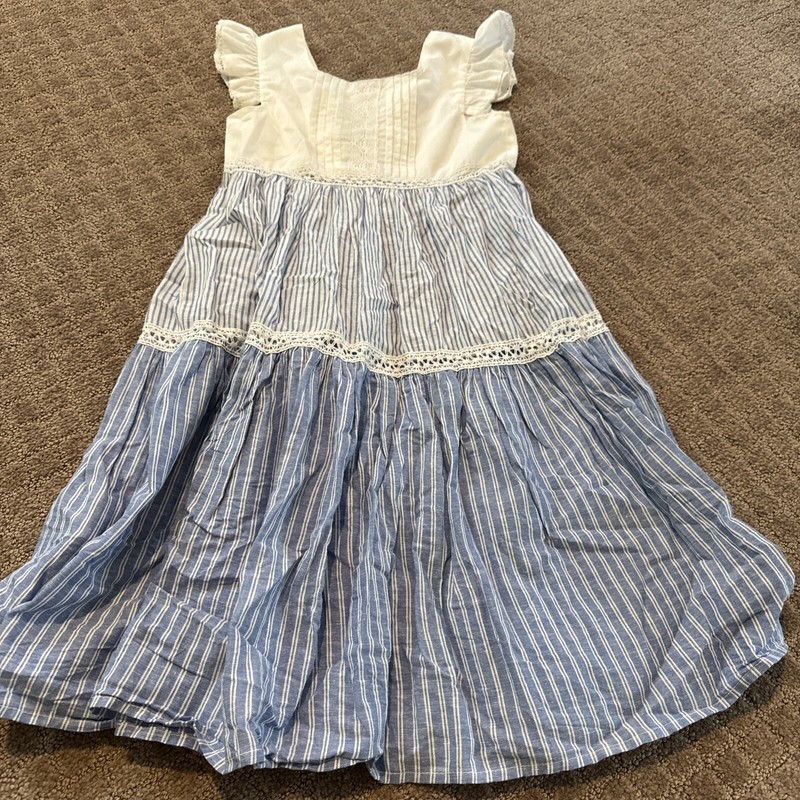 Mayoral Girls Blue And White Dress Size 5