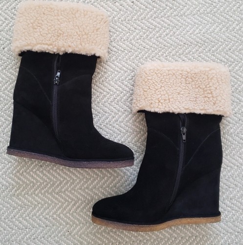 Jeffrey Campbell Faux Shearling Fur Wedge Ankle Booties Boots Shoes 8 New - 第 8/12 張圖片