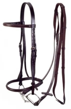 Biothane English Snaffle Bridle - Raised Plaited Rein - Black - Full Horse Size