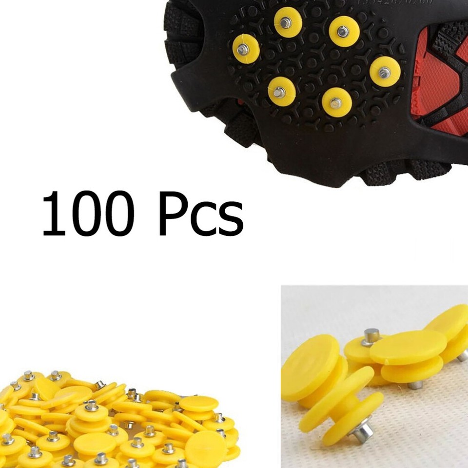 100 Pcs Ice Grips Boots Ice Studs Boots Spikes Snow Hiking Snow