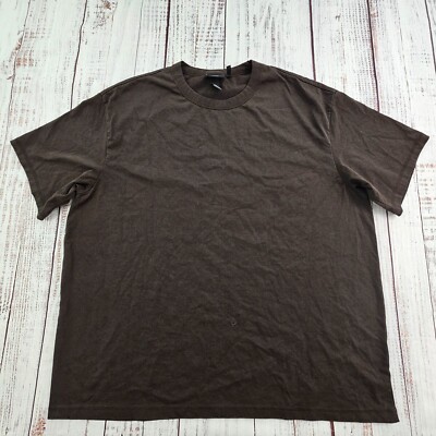 H&M Cool Max Brown Short Sleeve Loose Fit Cotton Blend T-Shirt Men's 2XL