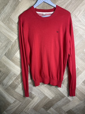 Diesel Tricot & Co. hochwertiger Strickpullover Baumwollmischung rot UK Größe XL