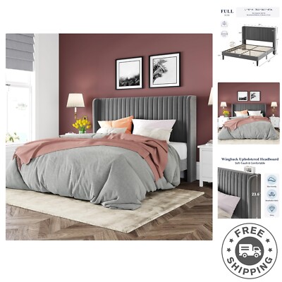 Elegant Full Size Vertical Channel Tufted Bed Frame - Squeak Resistant Support