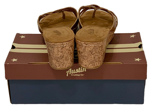 Austin Trading Co. Cork Brown IBIS Platform Wedge Strappy Sandals Shoes 10 NIB - Picture 16 of 18
