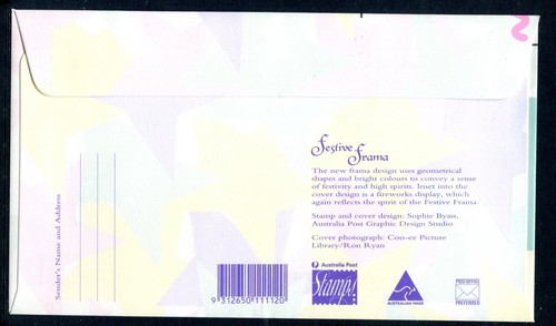 1996 Festive Frama FDC - GPO Darwin NT 0800 PMK - Imagen 2 de 2