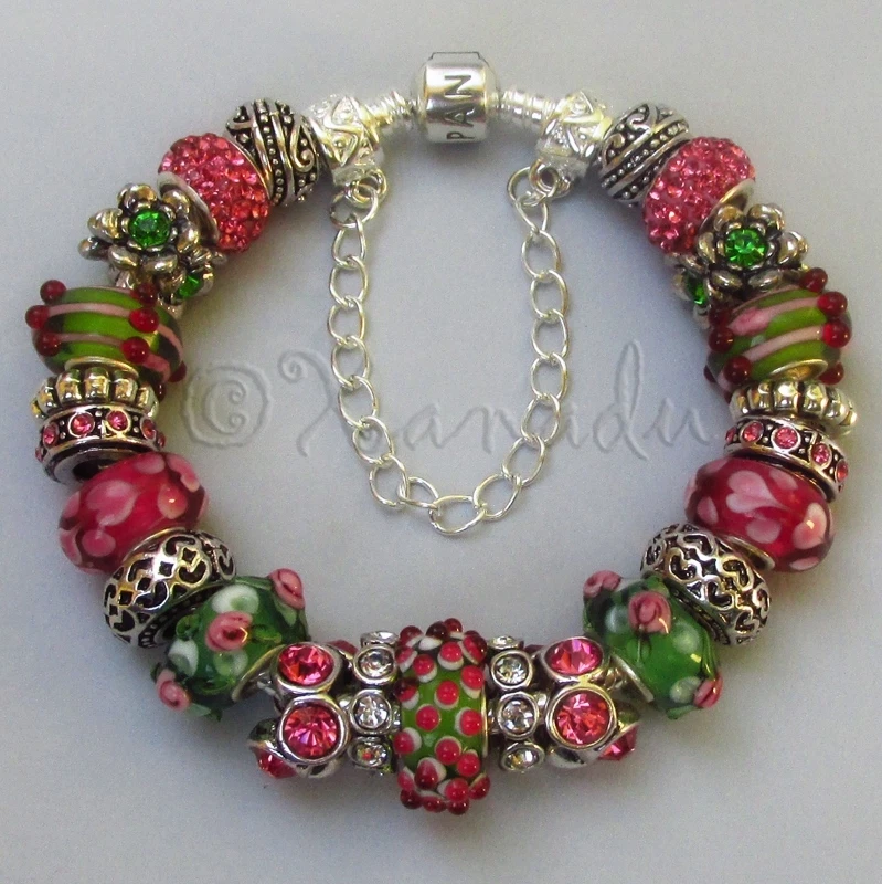 正品 Pandora 手镯 - 纯银手链 带 Artisan Murano 玻璃珠 — 第 3/4 张图片