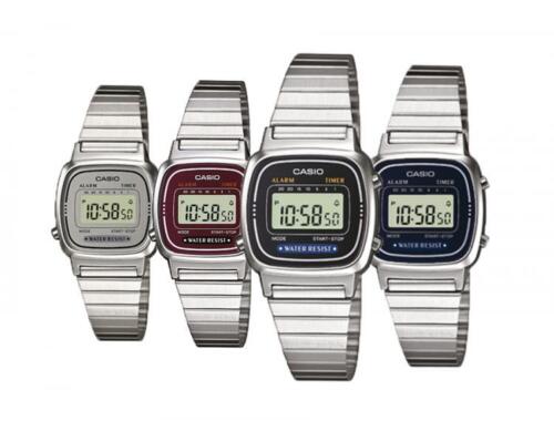 Casio Ladies watch retro digital LA670WA Silver choice of 4 colours UK seller - Afbeelding 1 van 13