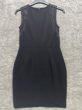 WHISTLES BLACK SHIFT DRESS WITH POCKETS Lace detail dress Size uk 12