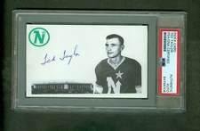 Ted Taylor 3x5 index card color images North Stars PSA encased Autograph