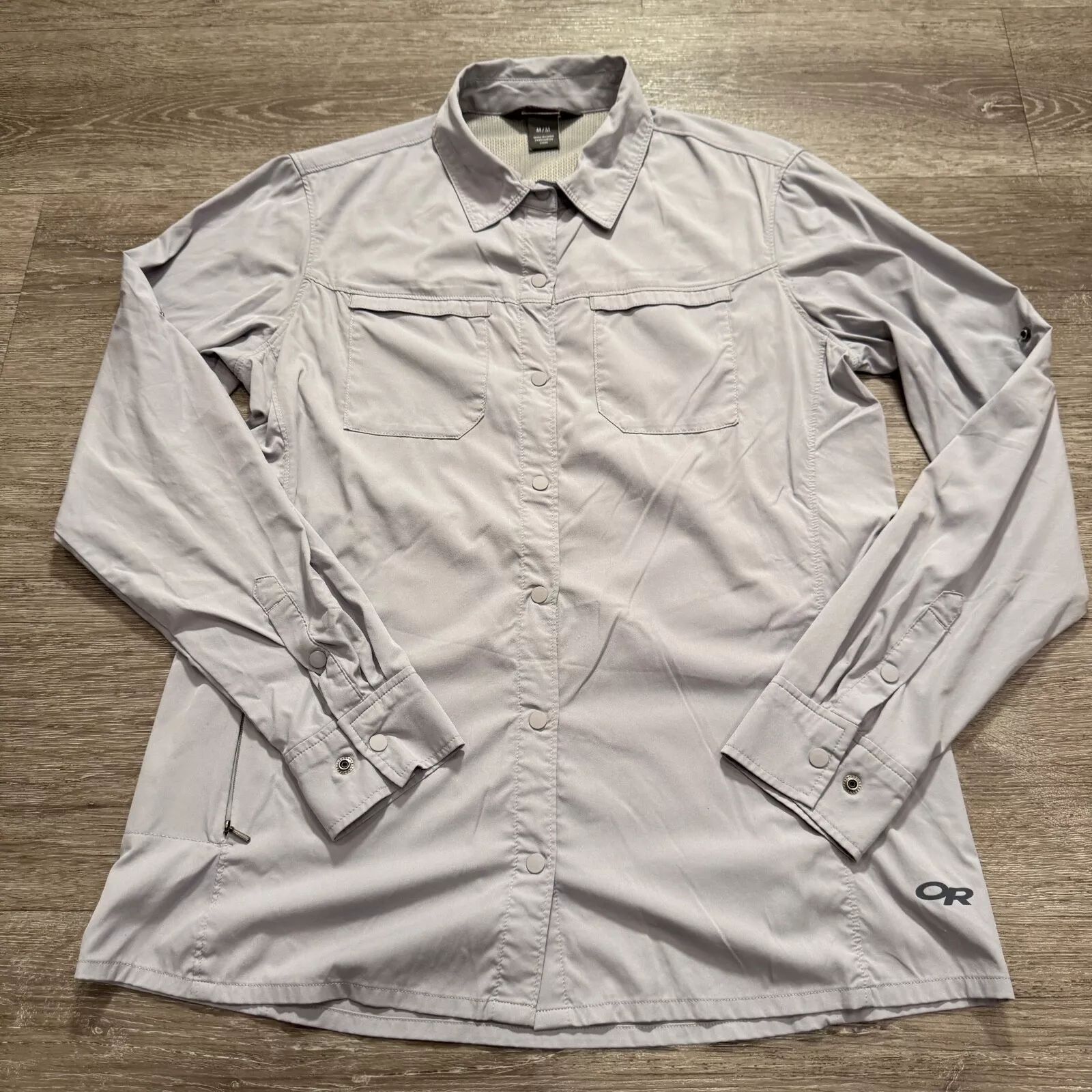 outdoor-research long sleeve pearl snap nylon hiking shirt