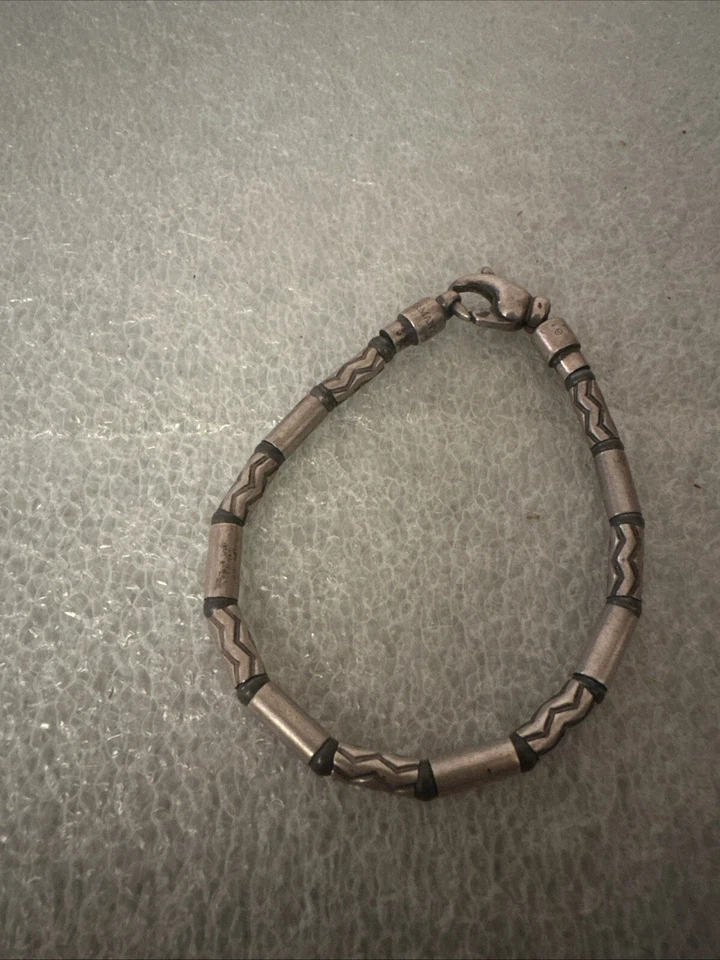 Tiffany & Co. Sterling Silver Hematite Aztec Etched Zigzag Bracelet - Image 4 of 4