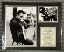 Johnny Cash Music Display Photo Collage & Album Info 11"x14" Ready For Framing
