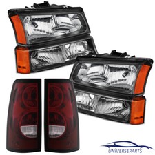 For 2003-2006 Chevy Silverado Black Housing Headlights Bumper Smoke Tail Light