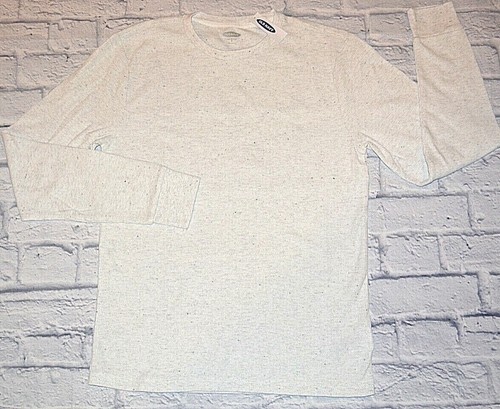 OLD NAVY MEN'S LONG SLEEVE SOFT WASHED IVORY WHITE THERMAL HENLEY SHIRT TOP M