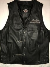 HARLEY DAVIDSON Men's DARK EAGLE Black Leather Vest Large 97024-06VM