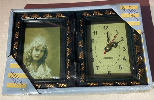 Antique Finished Hand Painted Clock Photo Frame Holds 2 5 X 3 5 Picture New Ebay