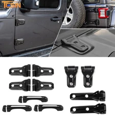 Engine Cover Tailgate Handle Door Hinge Spare Tire Trim for Wrangler JL 18+Black