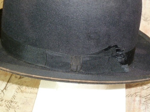 Antique Bowler Hat Gold Bond Black Vintage Derby Hat Mens Bowler Hat - Picture 5 of 11