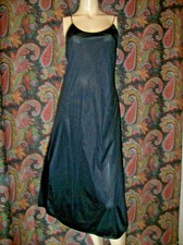Vintage Vanity Fair Black Sheath Silky Nylon Midi Slip Lingerie 34