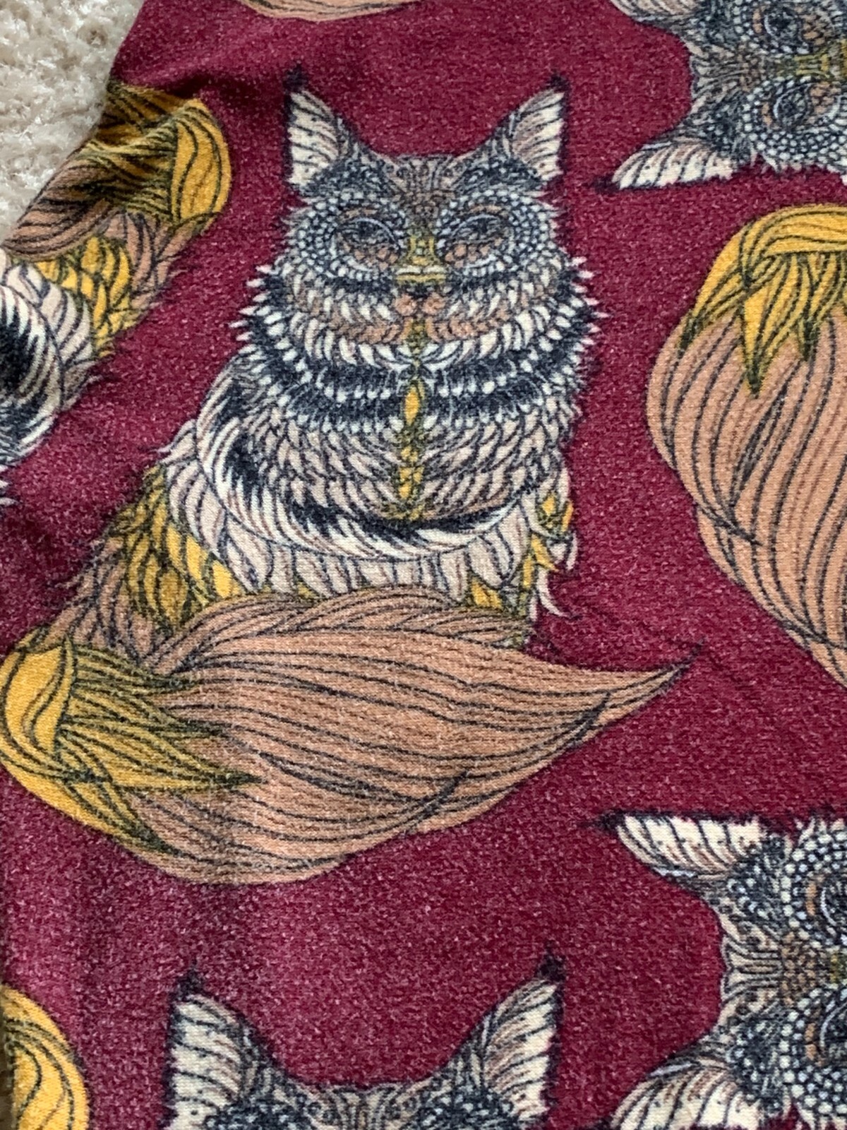 ALTRA LULAROE TAGLIA UNICA OS LEGGINGS MOSAICO ROSSO VOLPE LUPO ROSSO BORDEAUX EC