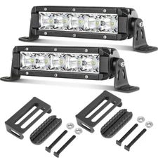 Front Hidden Behind Grille Mount Brackets & 2x 6" Single Row LED Light Bar Spot