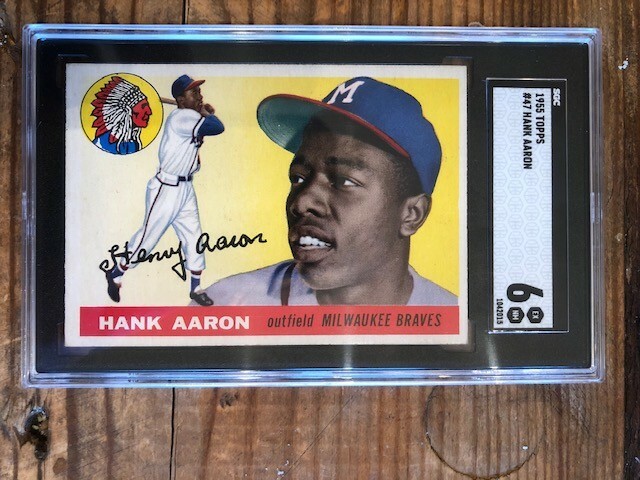 1955 Topps #47 Hank Aaron, Milwaukee Braves, HOF, SGC 6