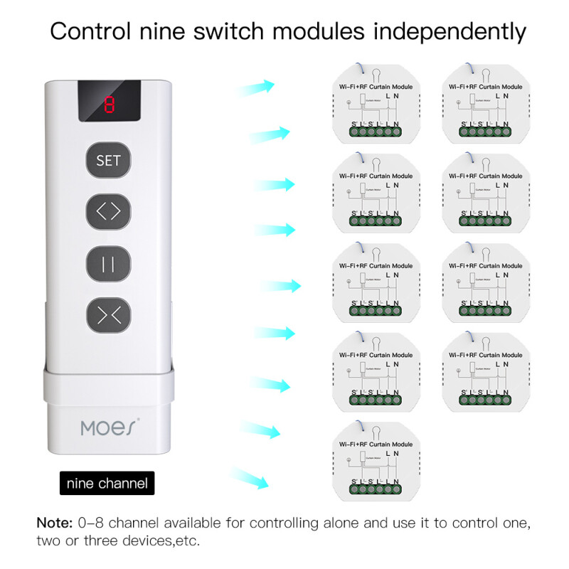 Channel RF433 Remote Control for WiFi Curtain Switch RF Roller Blinds Module Bat