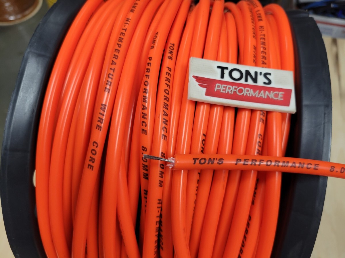 Ton's 8mm Orange silicone SOLID WIRE CORE SPARK PLUG WIRE 0 ohms