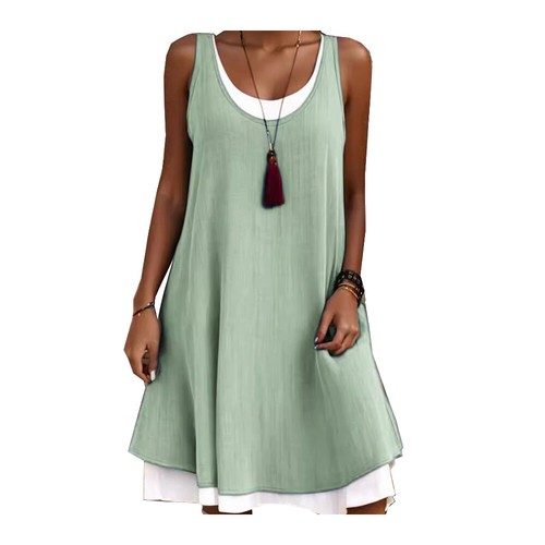 Damen A-Linie Kleid Ärmellos Strandurlaub Midikleid Vestidos # | - Picture 5 of 19