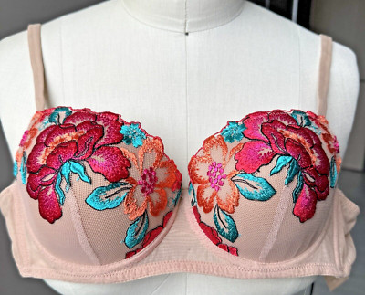 NEW SOFIA INTIMISSIMI NUDE/BEIGE FLORAL EMBROIDERED UNDERWIRED BRA 34C/EU 75C