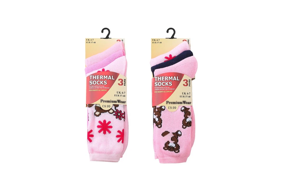 12 pares de calcetines térmicos de diseño para damas, calcetines gruesos cálidos de invierno, tallas 4-7 Foto 4 de 4