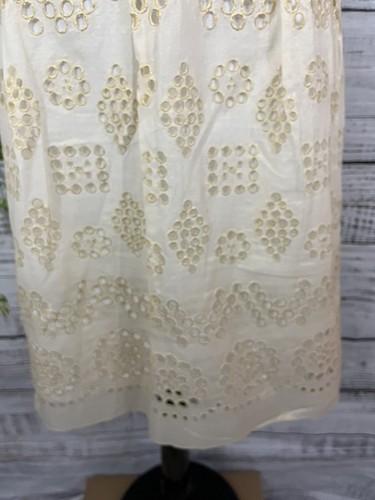 Nygard Skirt Plus 24 Ivory Gold Eyelet Knee Wedding Cocktail Church Modest Slim - Picture 7 of 14