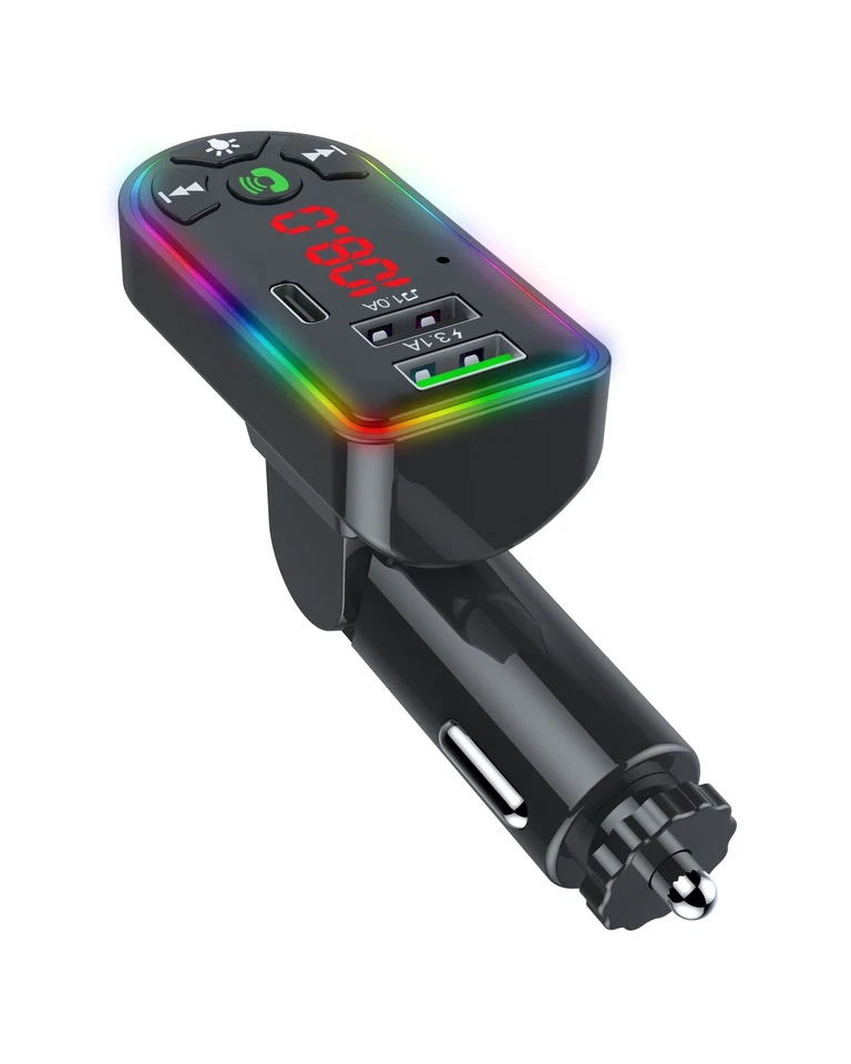 New Audiobox TR-20 Car Bluetooth FM Transmitter with Charging Ports & LED Lights - Image 4 of 4