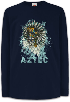 Dead Aztec Chief Kinder Langarm T-Shirt Indian Azteke Aztekenhäuptling Indianer