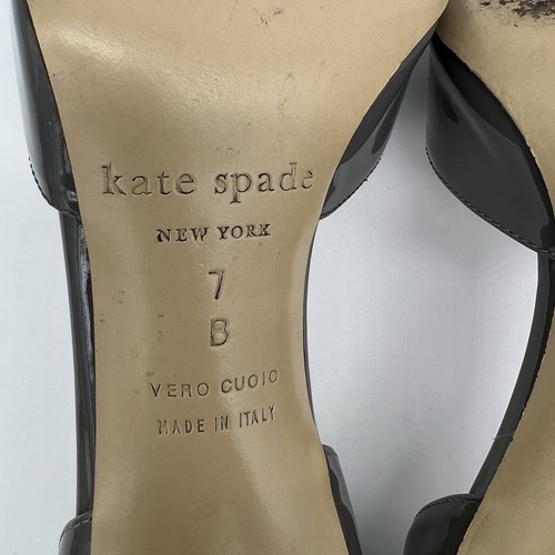 Kate Spade Raccoon Azeban High Heel Patent Leather Grey Black Shoes Size 7B - Picture 10 of 15