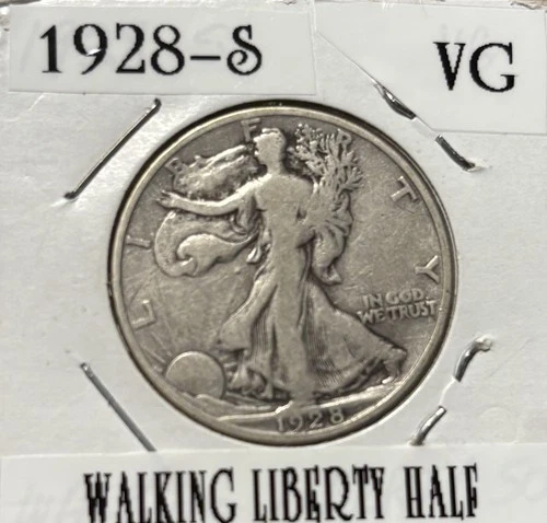 1928 s Walking Liberty Half VG Original Free Shipping