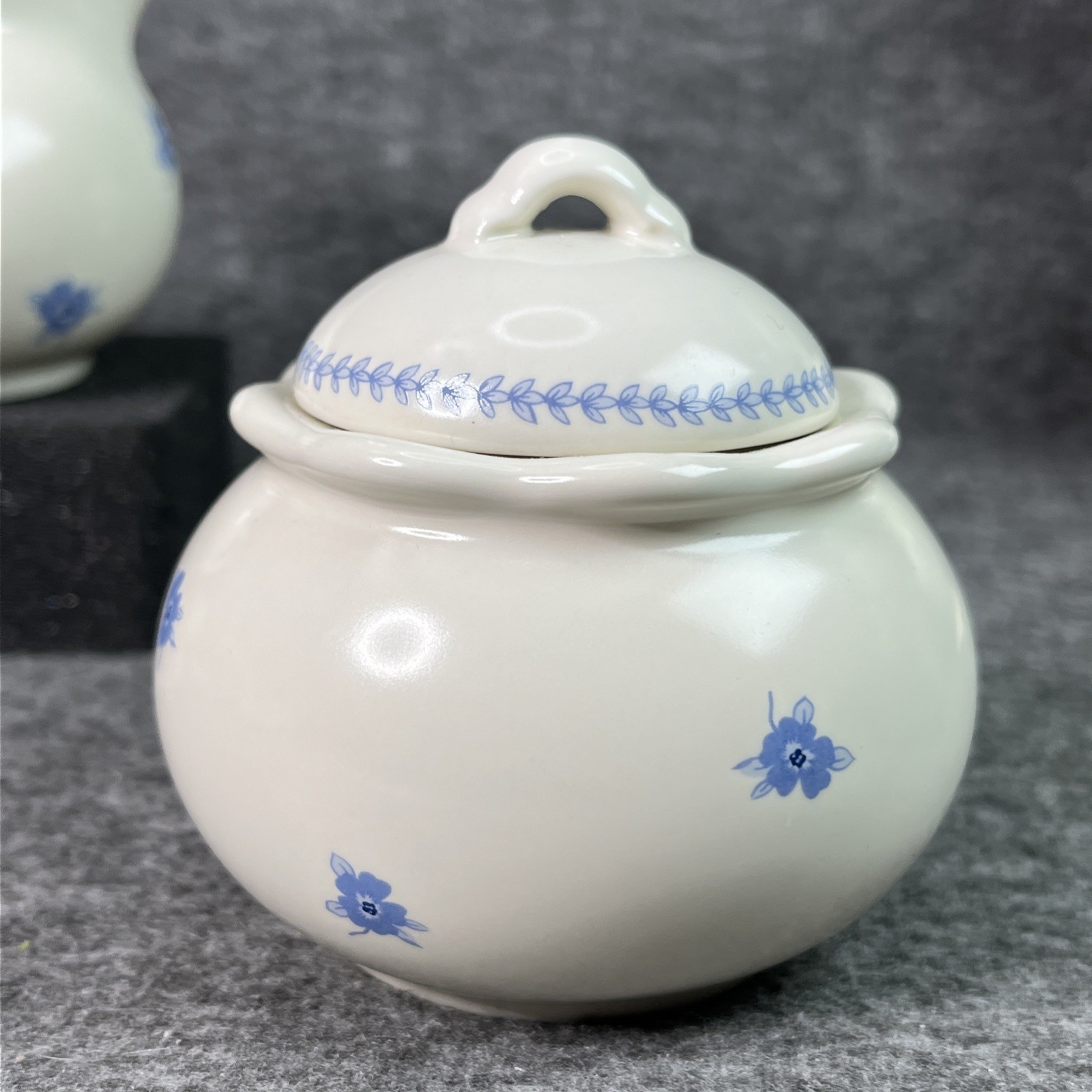 Crowning Touch Somerset Garden Creamer & Sugar Blue Roses 1980-90’s