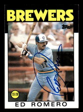 Ed Romero Brewers 1986 Topps Autograph Auto Card #317 MLB SIGNED w/COA