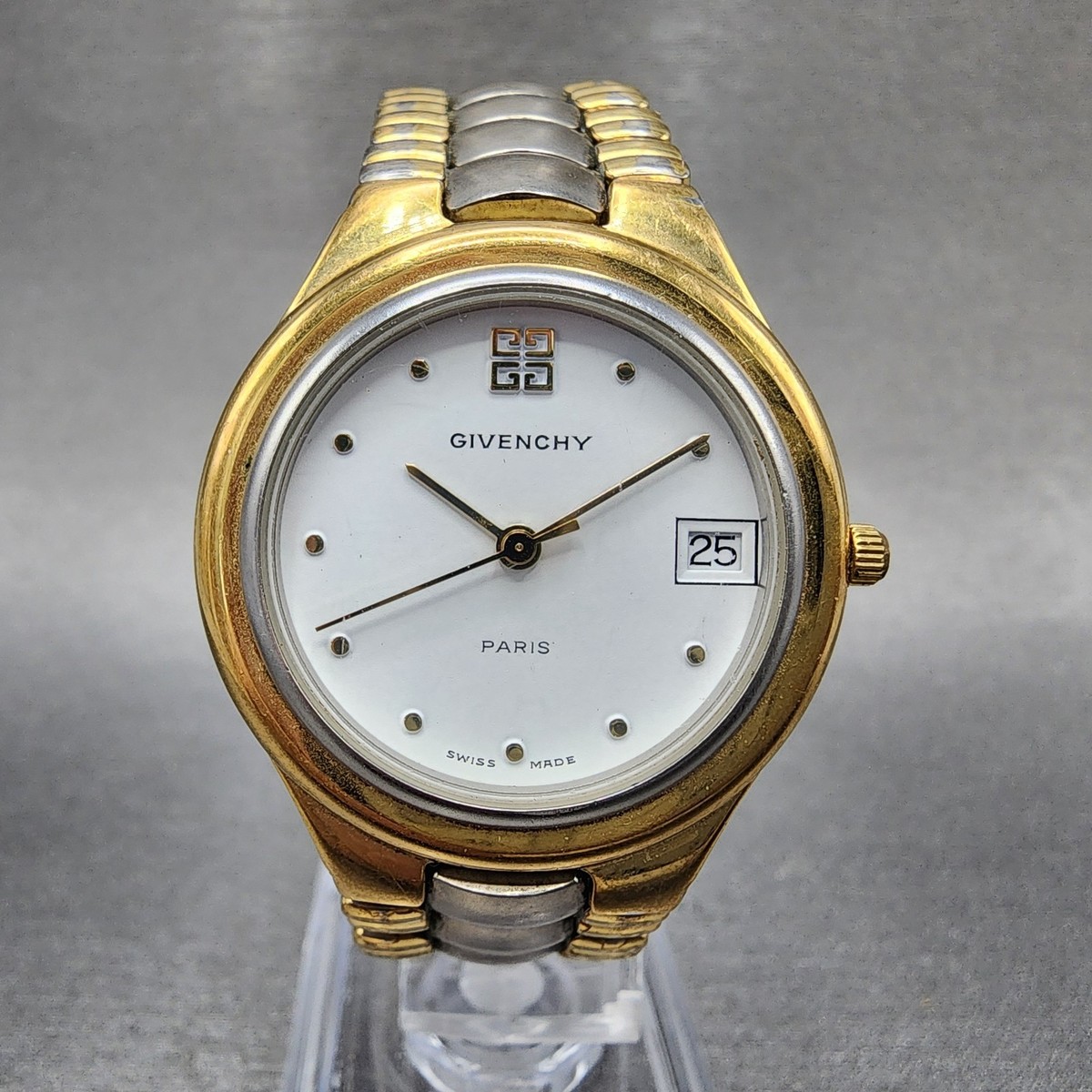 Givenchy Kashmir Watch Women 31mm White Dial Two Tone Date Round