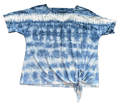 ALI MILES Blue Ombre Tie Dye Tie Front Blouse Cutout Back Sz Petite Small PS H27