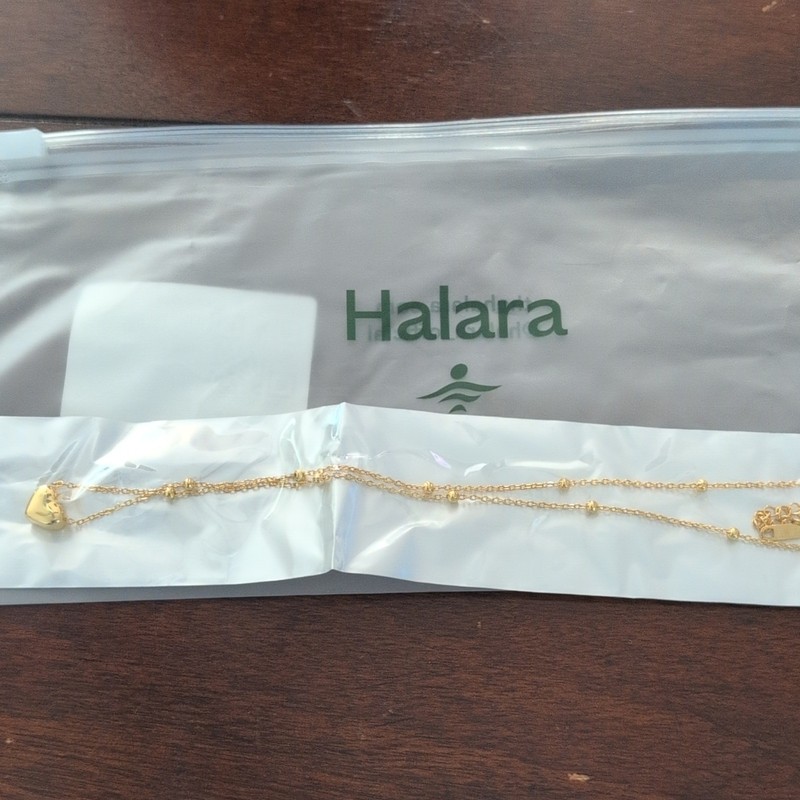 Halara Gold Tone Stainless Steel Heart Charm Pendant Cable Chain Necklace