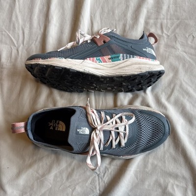 The North Face Women s VECTIV Hypnum Trail Hiking Running Gray Rose Blue Sz 8