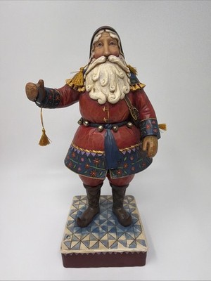 Damaged Jim Shore Heartwood Yuletide Traveler Lapland Santa