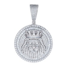 Sterlingsilber Baguette Moissanit Leo Zodiac Medaillon Löwe Anhänger 6.64 Karat
