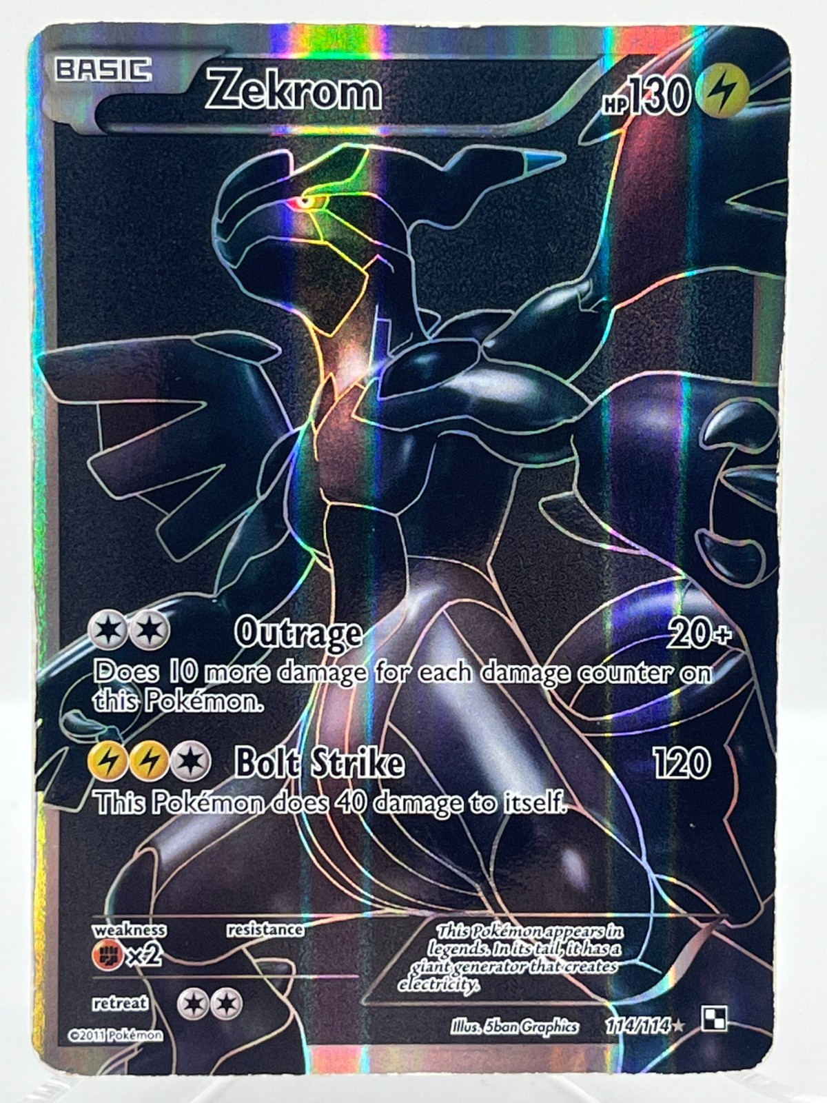 Zekrom 114/114 Black & White Holo Full Art Vintage Pokemon TCG Card