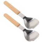 2pcs Ice Cream Spade with Wooden Handle Stainless Steel Dessert Spade Scoop