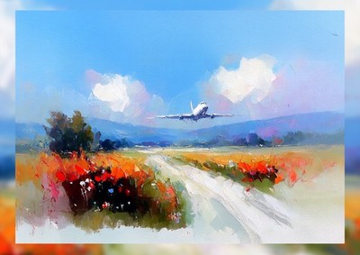 Lebendige Ebene Landschaft 5''x7'' Druck auf mattem Papier | Öl Reise Kunst Szene