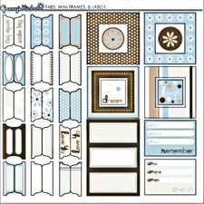 sei GRANNY'S KITCHEN TABS, MINI FRAMES  LABELS 12x12 Sticker Sheet scrapbooking